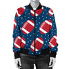 American Football Rugby Ball Print Pattern Women Casual Bomber Jacket-grizzshop