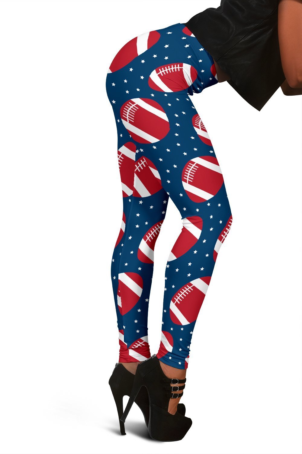 American Football Rugby Ball Print Pattern Women Leggings-grizzshop
