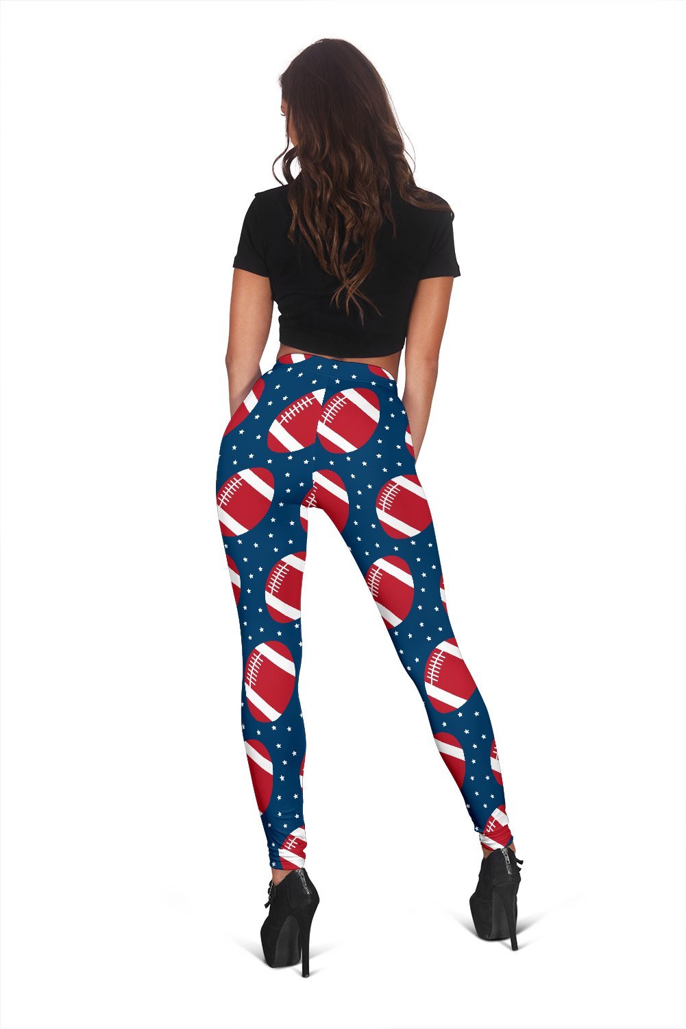 American Football Rugby Ball Print Pattern Women Leggings-grizzshop