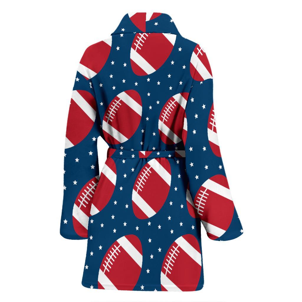 American Football Rugby Ball Print Pattern Women Long Robe-grizzshop