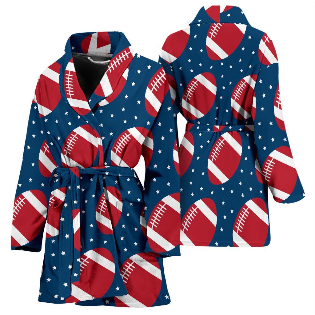 American Football Rugby Ball Print Pattern Women Long Robe-grizzshop