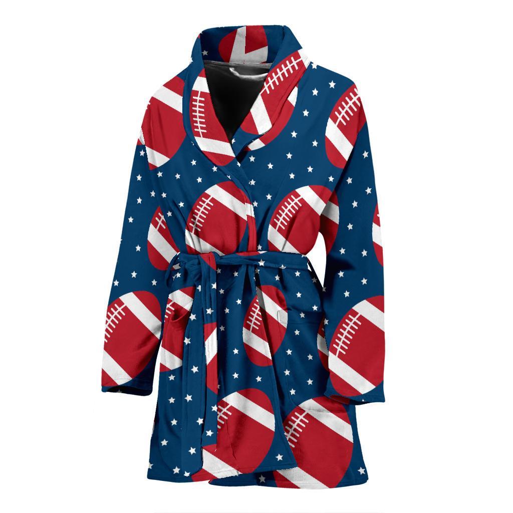American Football Rugby Ball Print Pattern Women Long Robe-grizzshop