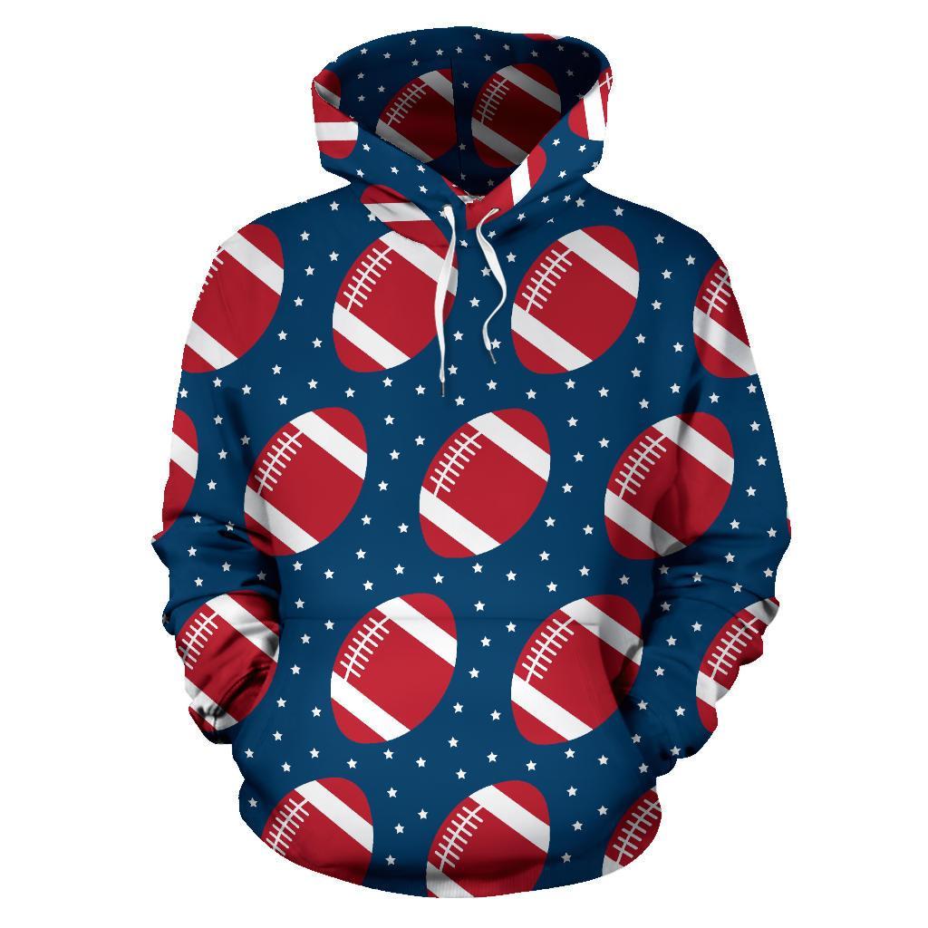 American Football Rugby Ball Print Pattern Women Men Pullover Hoodie-grizzshop