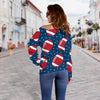 American Football Rugby Ball Print Pattern Women Off Shoulder Sweatshirt-grizzshop