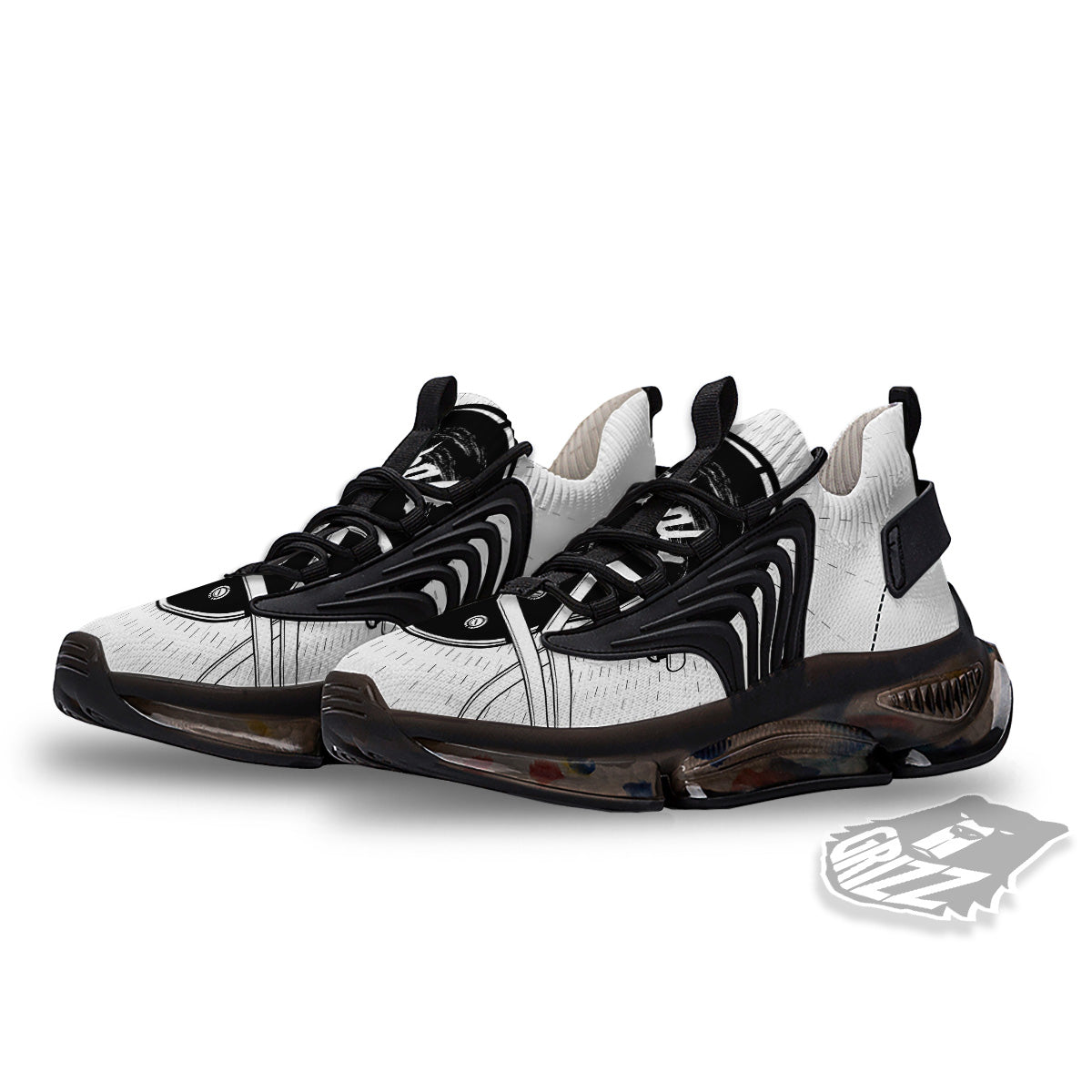 American Football White And Black Print Black Gym Shoes-grizzshop
