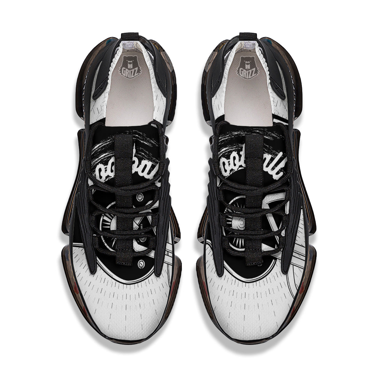 American Football White And Black Print Black Gym Shoes-grizzshop