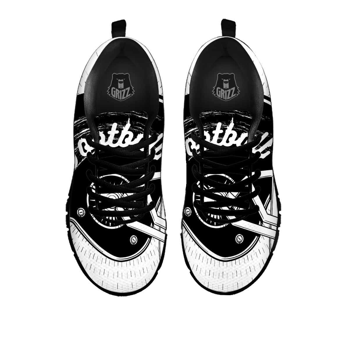 American Football White And Black Print Black Sneaker-grizzshop