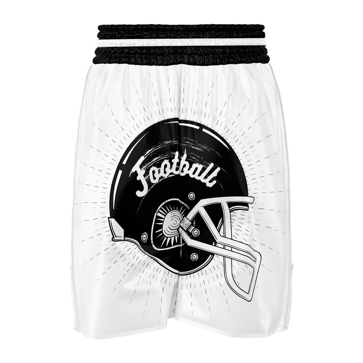 American Football White And Black Print Boxing Shorts-grizzshop