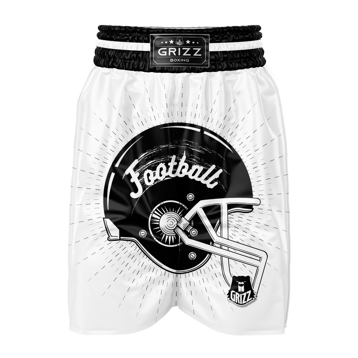 American Football White And Black Print Boxing Shorts-grizzshop