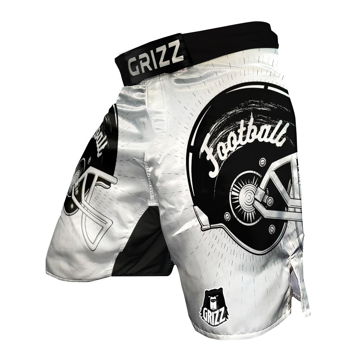 American Football White And Black Print MMA Shorts-grizzshop