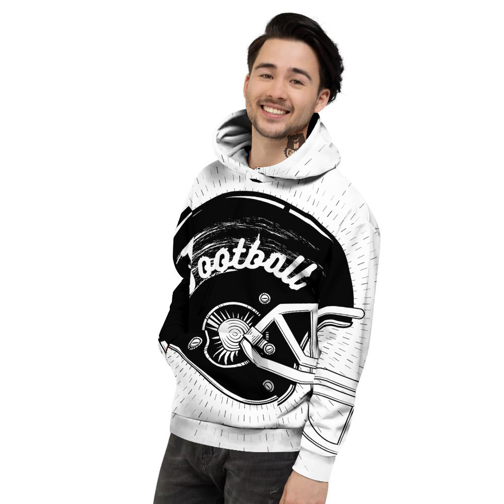 American Football White And Black Print Men's Hoodie-grizzshop