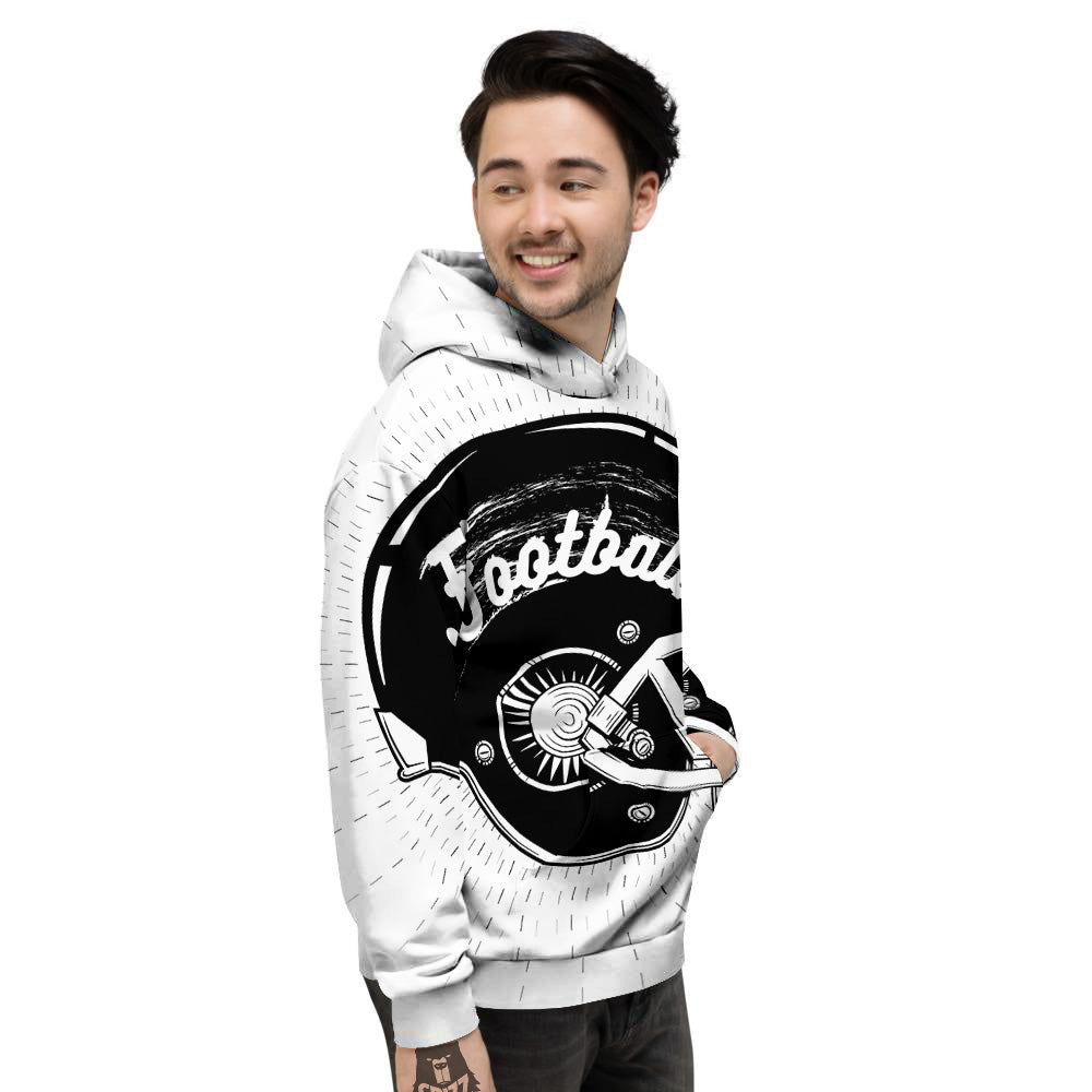 American Football White And Black Print Men's Hoodie-grizzshop