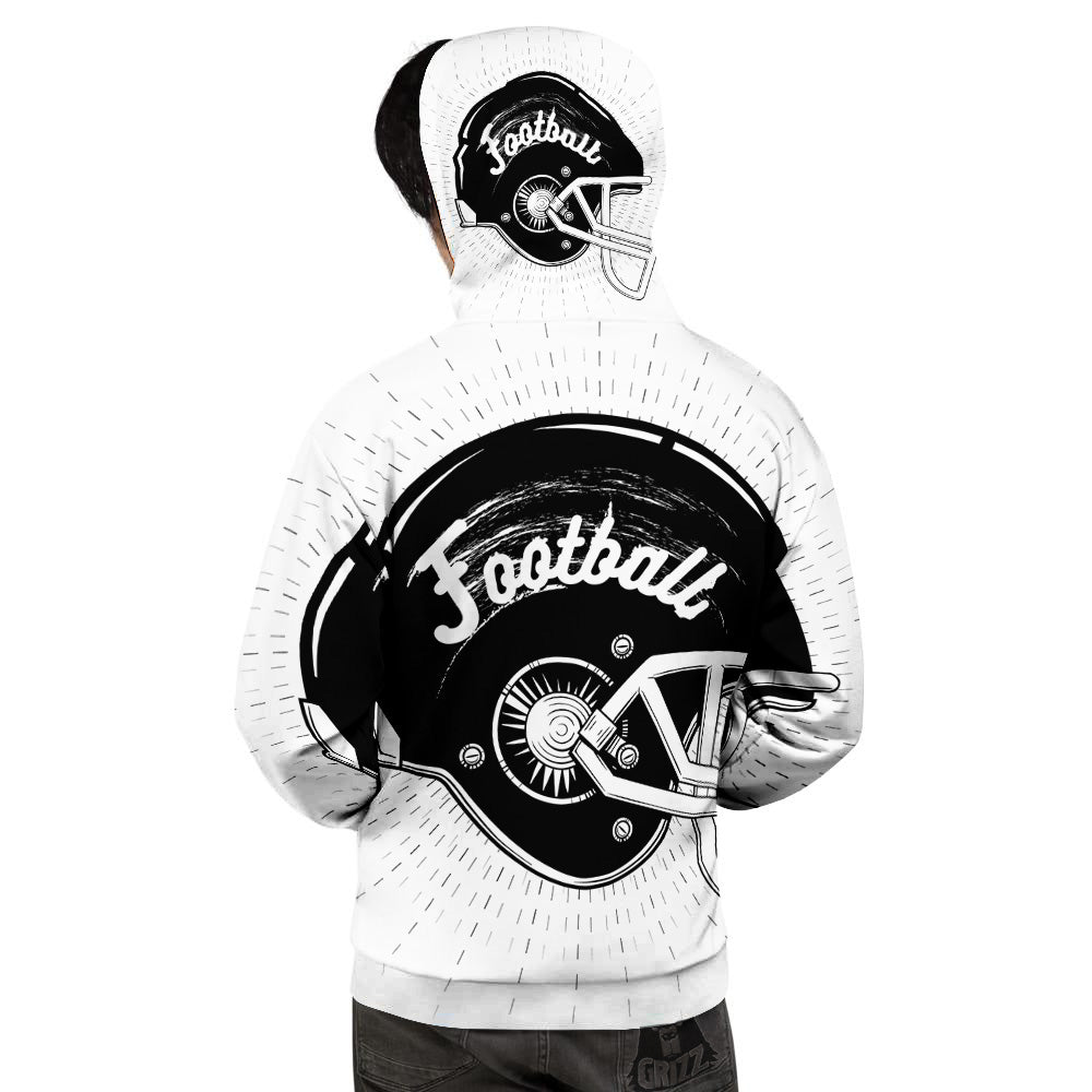 American Football White And Black Print Men's Hoodie-grizzshop