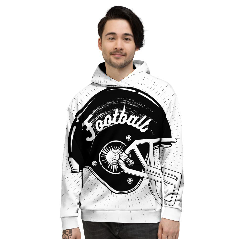 American Football White And Black Print Men's Hoodie-grizzshop
