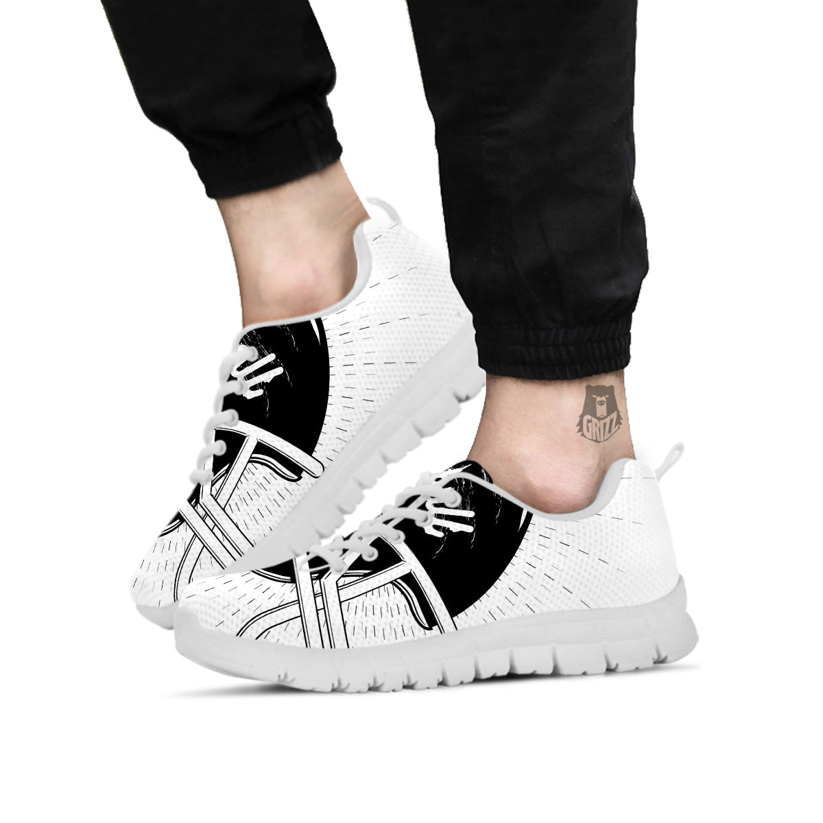 American Football White And Black Print White Sneaker-grizzshop