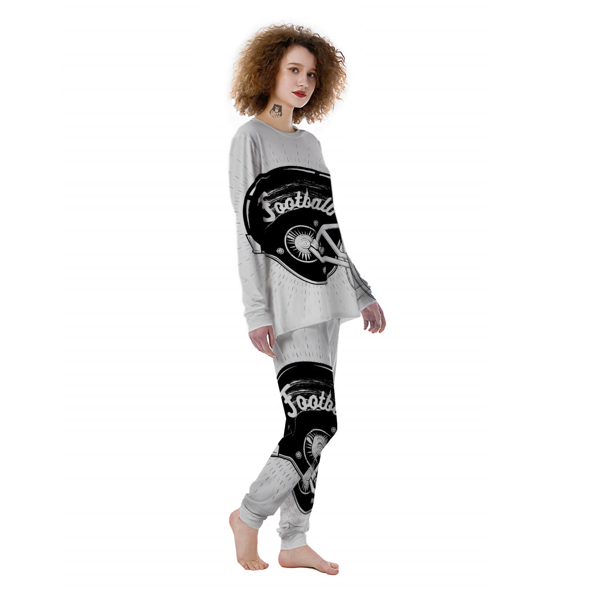 American Football White And Black Print Women's Pajamas-grizzshop