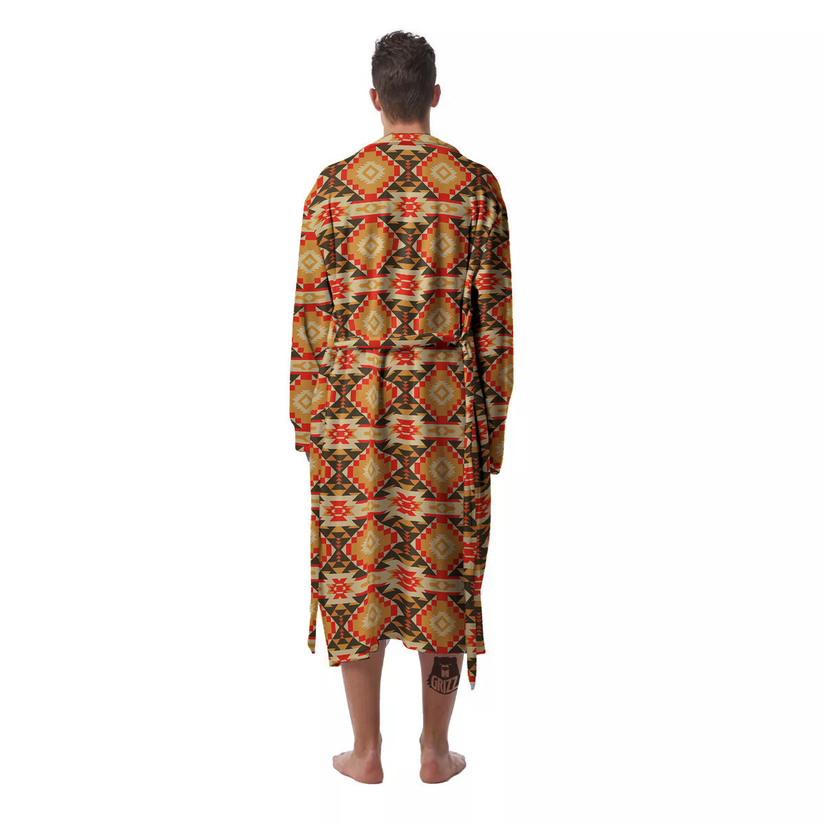 American Geometric Native Print Pattern Men's Robe-grizzshop