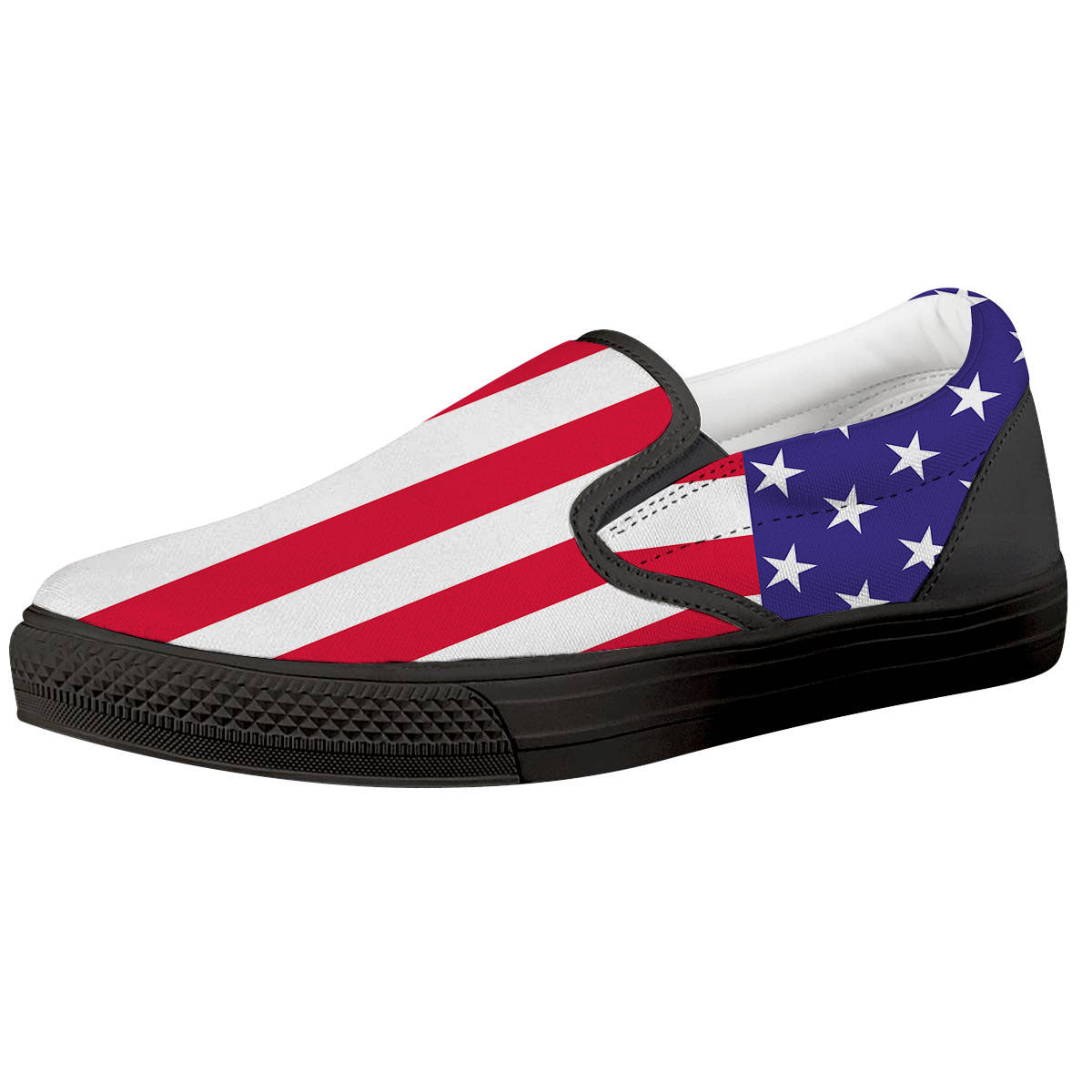 American Military Flag Print Black Slip On Shoes-grizzshop
