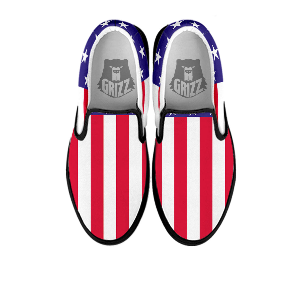 American Military Flag Print Black Slip On Shoes-grizzshop