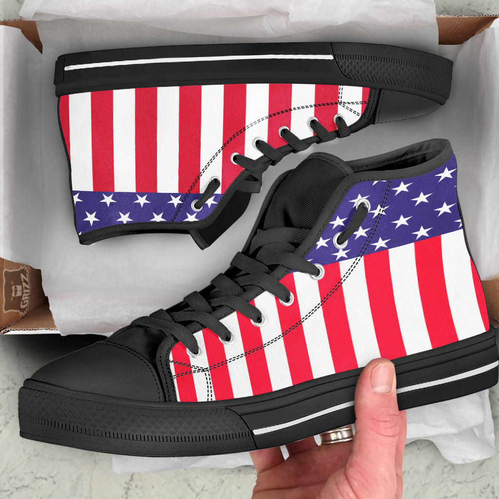 American Military Flag Print High Top Shoes-grizzshop