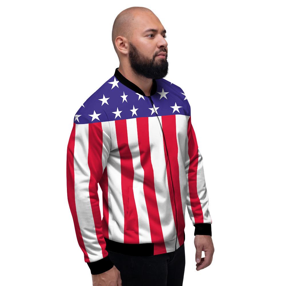 American Military Flag Print Men's Bomber Jacket-grizzshop
