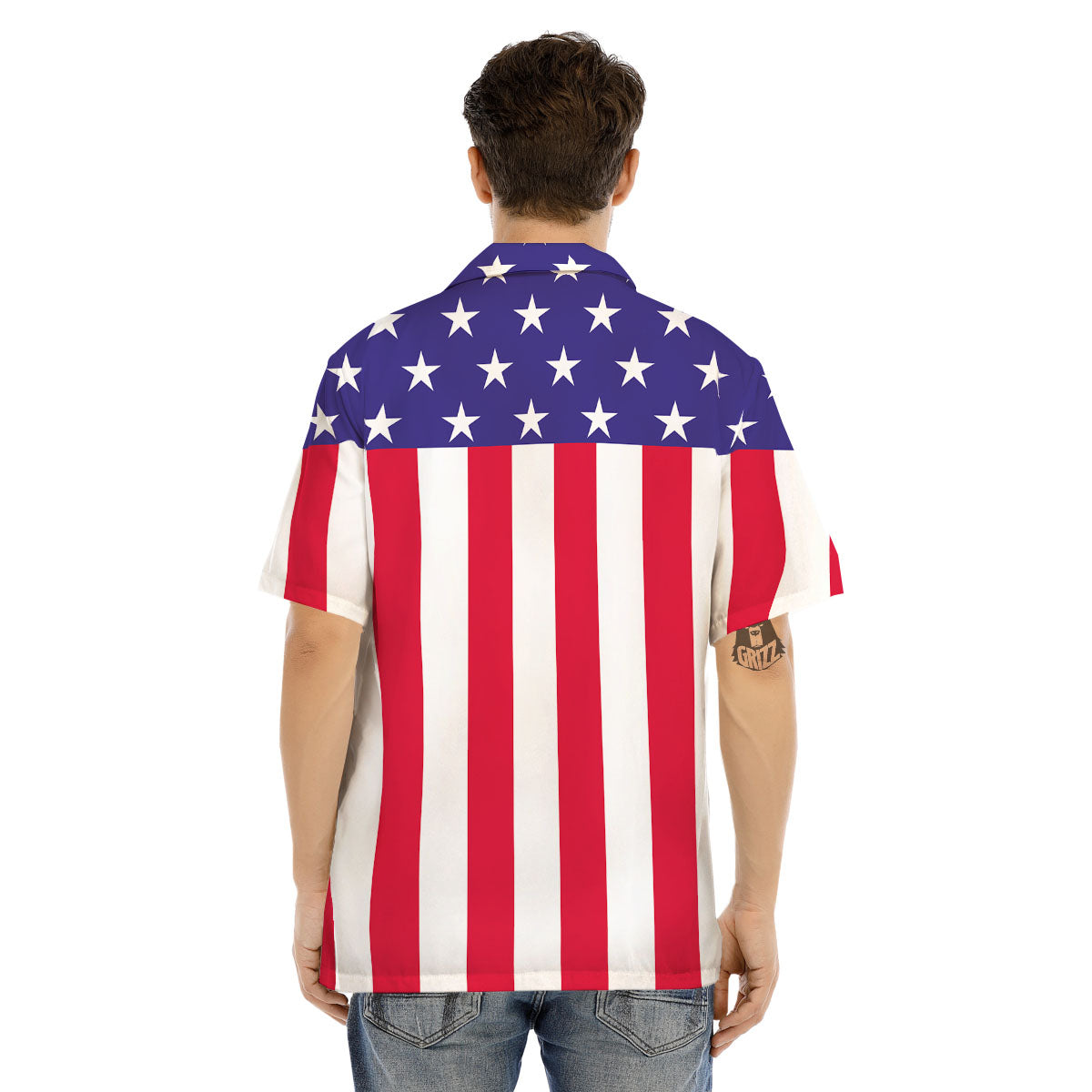 American Military Flag Print Men's Hawaiian Shirt-grizzshop