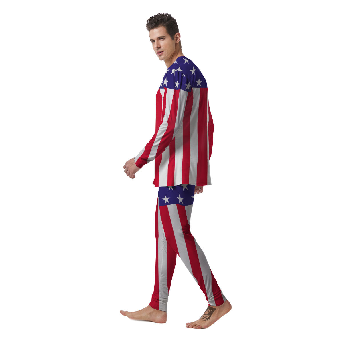 American Military Flag Print Men's Pajamas-grizzshop