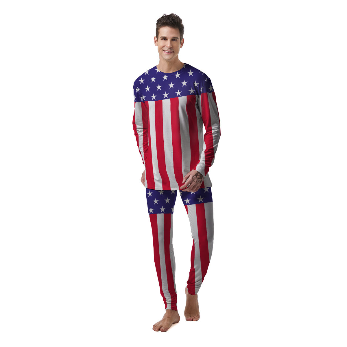 American Military Flag Print Men's Pajamas-grizzshop