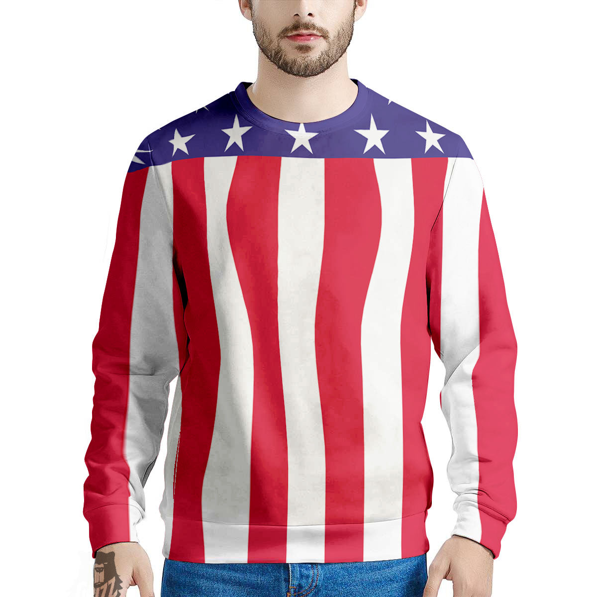 American Military Flag Print Men's Sweatshirt-grizzshop