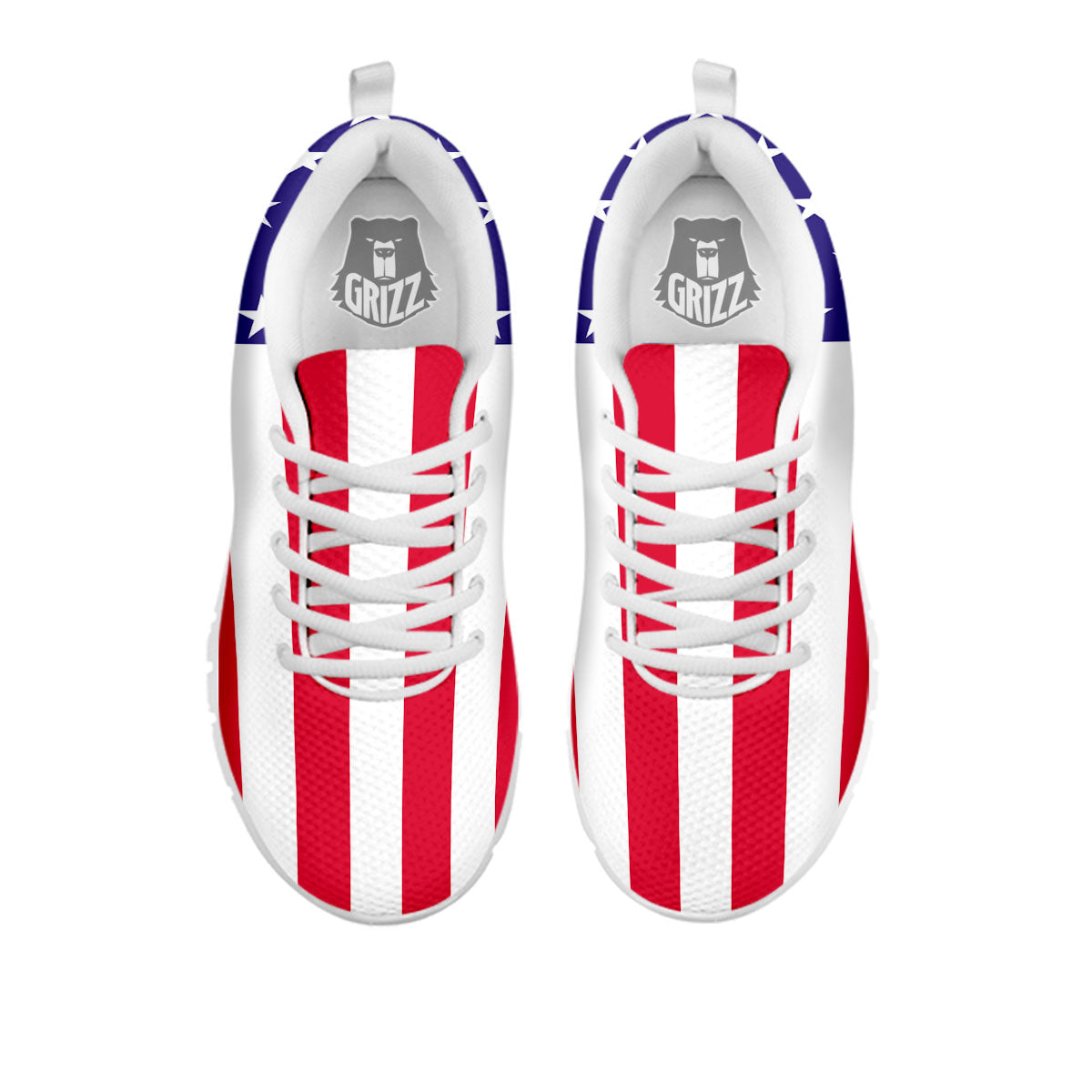 American Military Flag Print White Sneaker-grizzshop