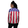 American Military Flag Print Women's Bomber Jacket-grizzshop