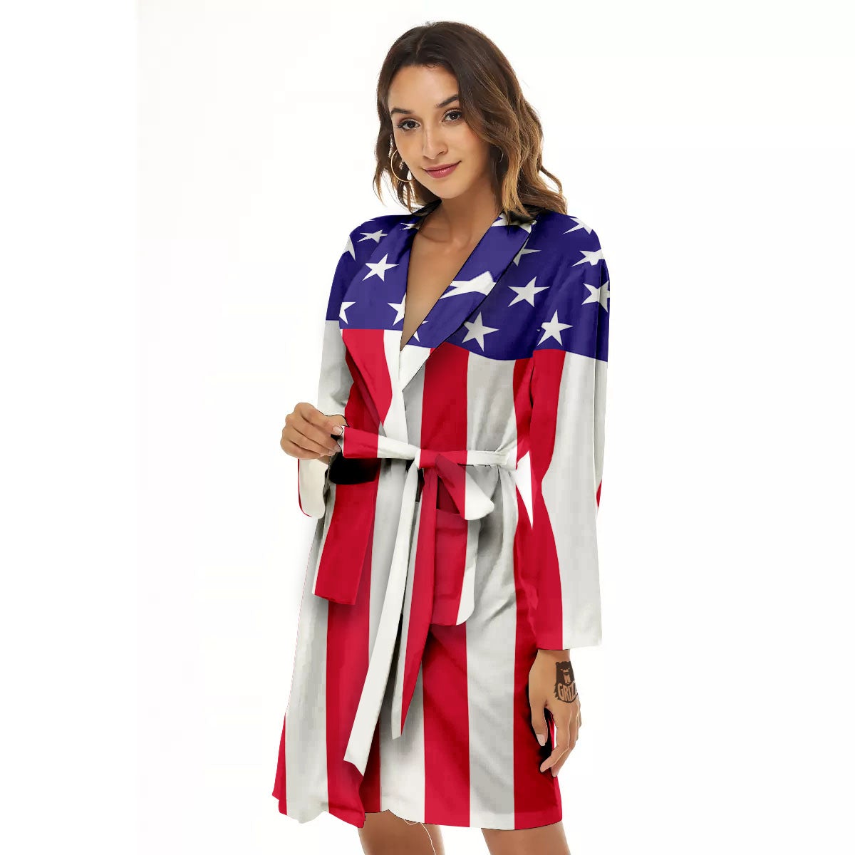 American Military Flag Print Women's Robe-grizzshop