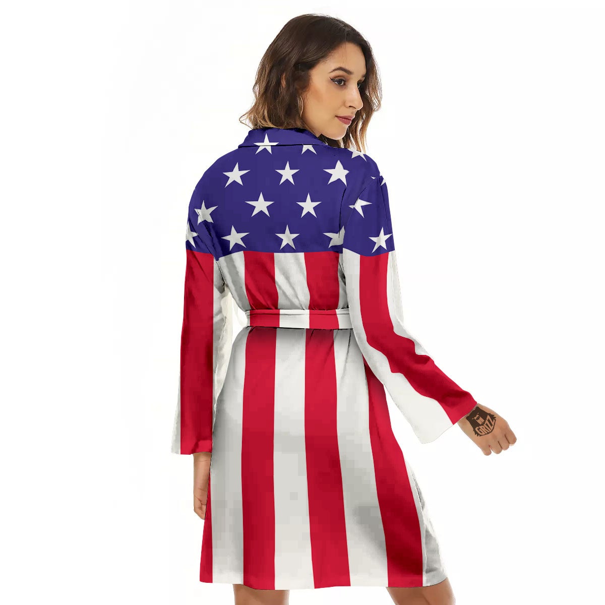 American Military Flag Print Women's Robe-grizzshop