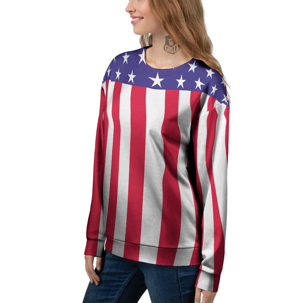 American Military Flag Print Women's Sweatshirt-grizzshop