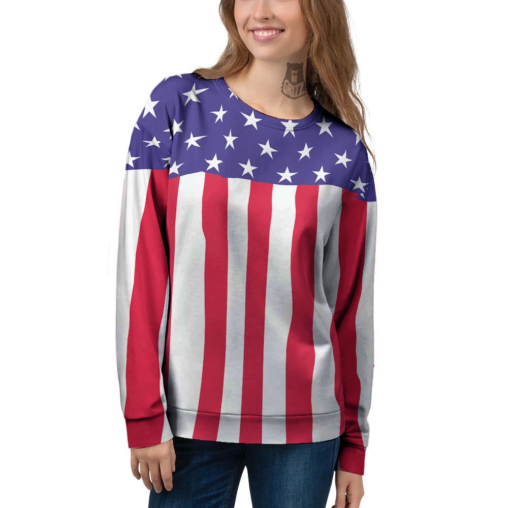 American Military Flag Print Women's Sweatshirt-grizzshop