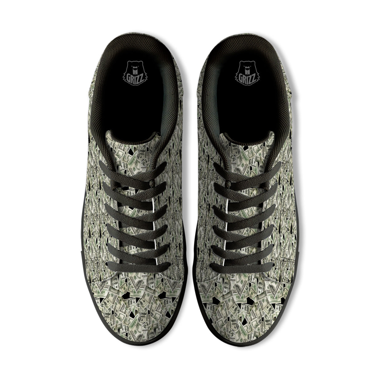 American Money US Dollars Print Pattern Black Low Top Sneakers-grizzshop
