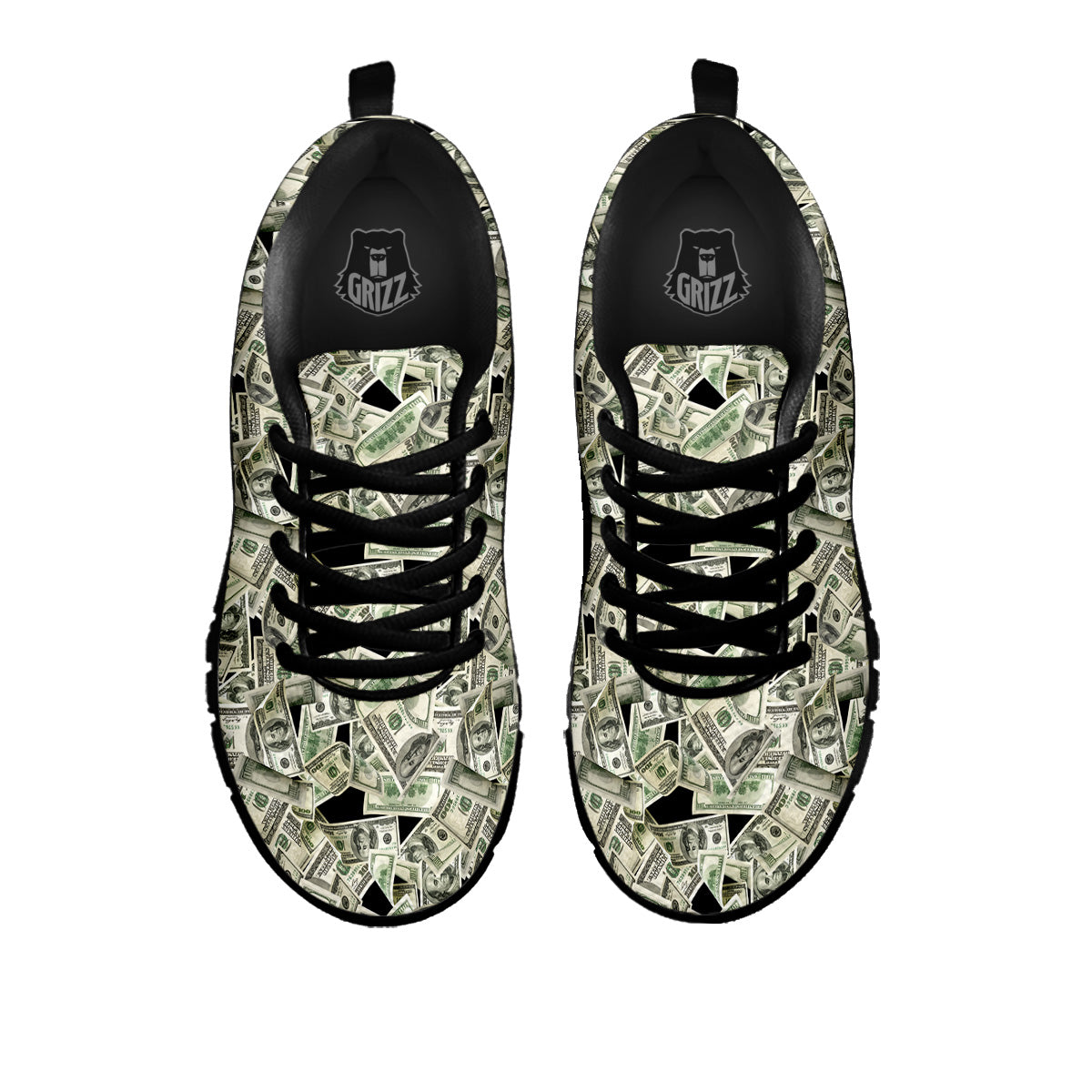 American Money US Dollars Print Pattern Black Sneaker-grizzshop