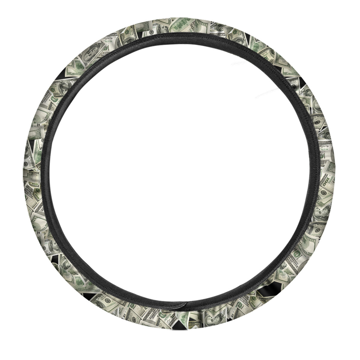 American Money US Dollars Print Pattern Car Steering Wheel Cover-grizzshop
