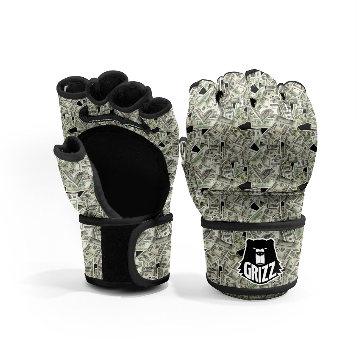 American Money US Dollars Print Pattern MMA Gloves-grizzshop