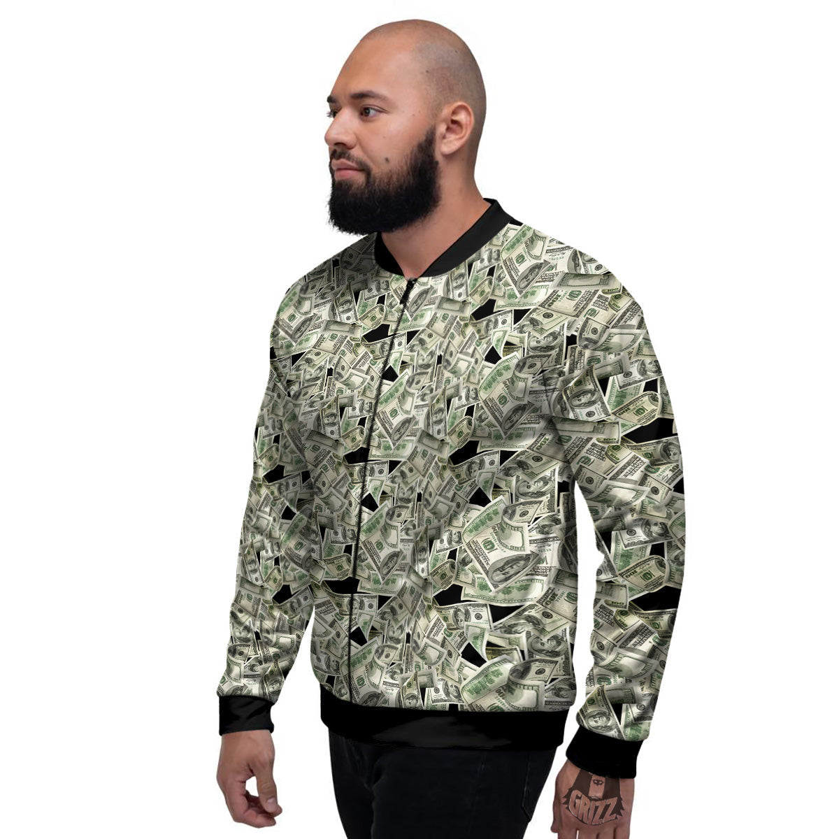 American Money US Dollars Print Pattern Men's Bomber Jacket-grizzshop