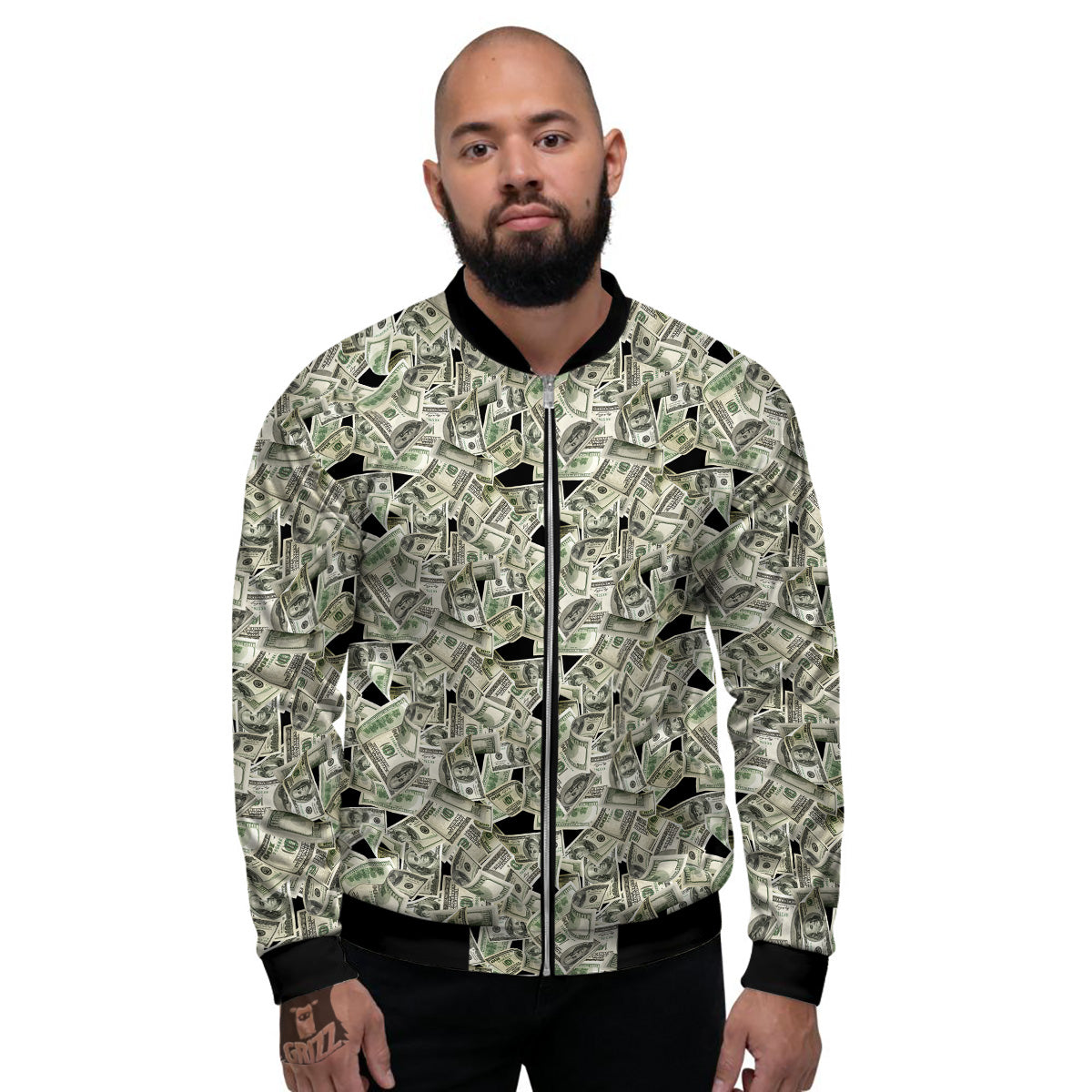 American Money US Dollars Print Pattern Men's Bomber Jacket-grizzshop