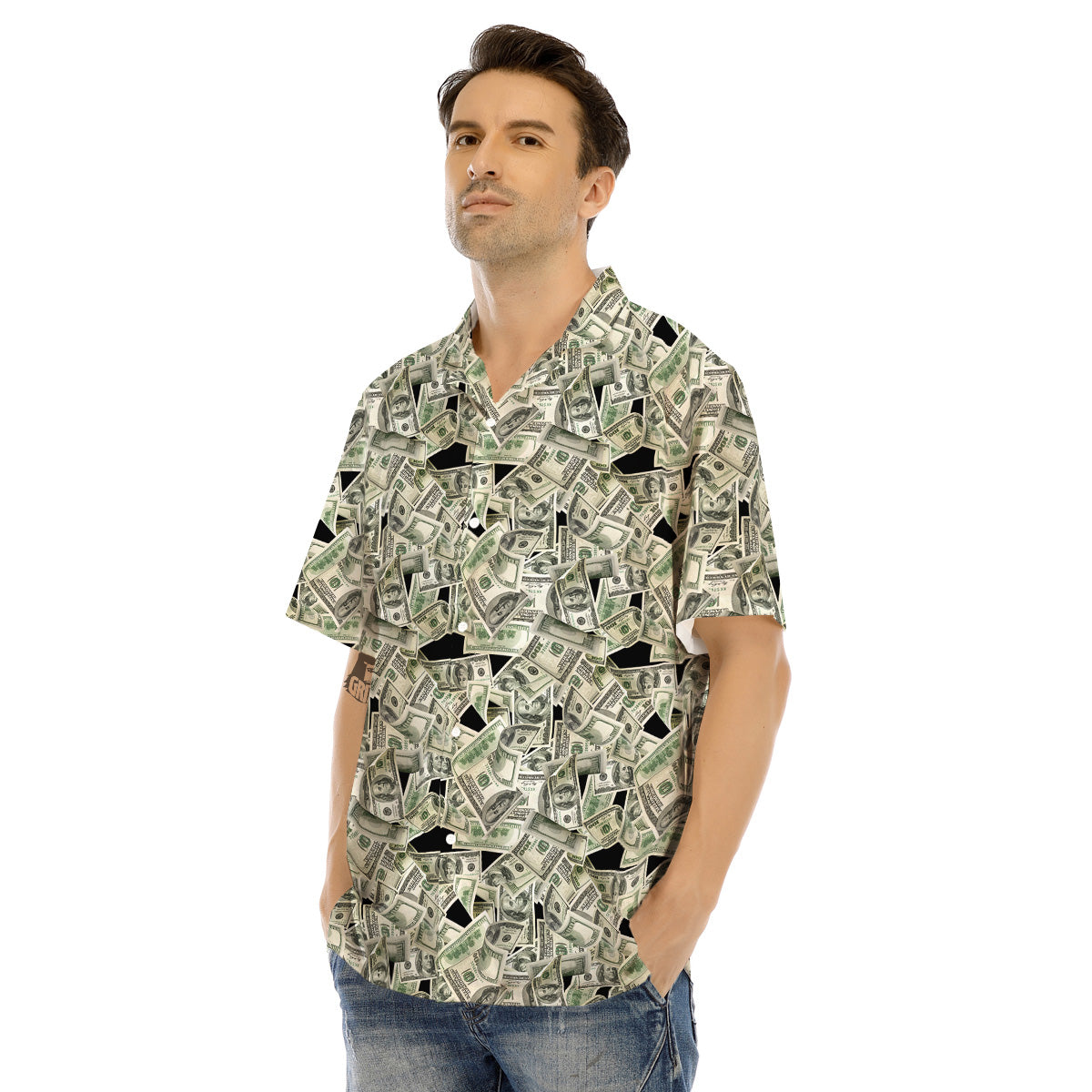 American Money US Dollars Print Pattern Men's Hawaiian Shirt-grizzshop