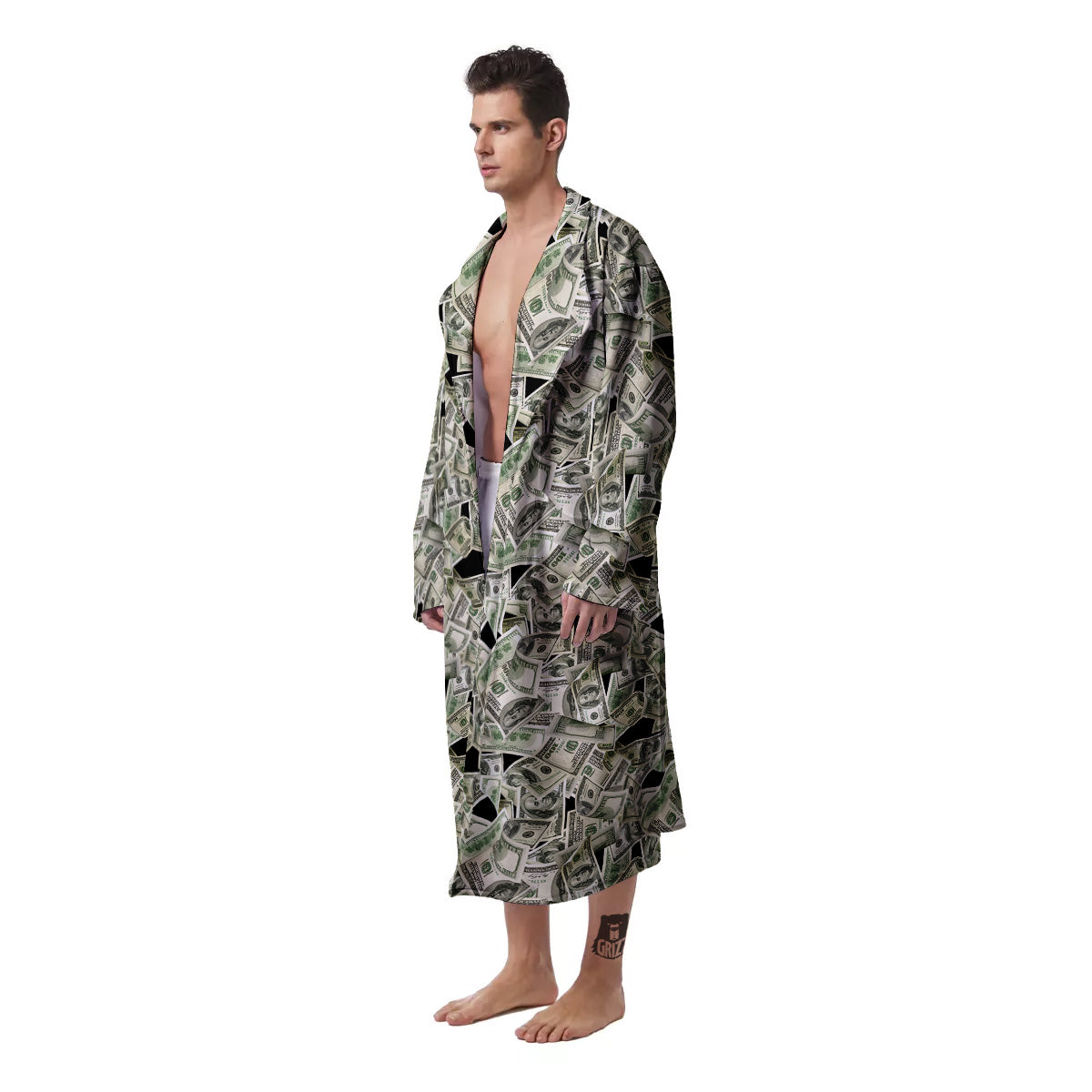 American Money US Dollars Print Pattern Men's Robe-grizzshop
