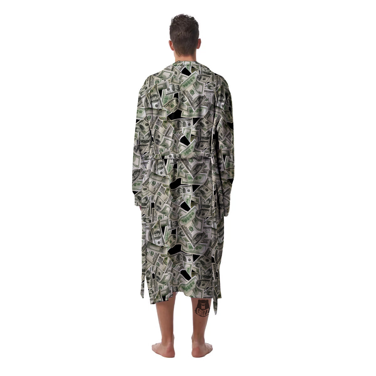 American Money US Dollars Print Pattern Men's Robe-grizzshop