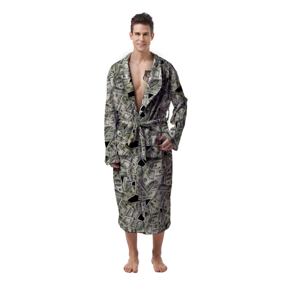 American Money US Dollars Print Pattern Men's Robe-grizzshop