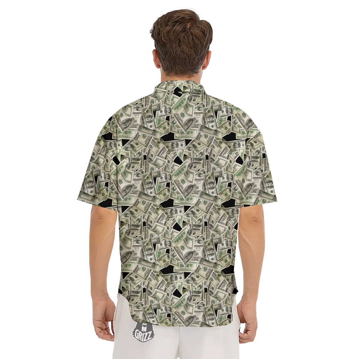 American Money US Dollars Print Pattern Men's Short Sleeve Shirts-grizzshop