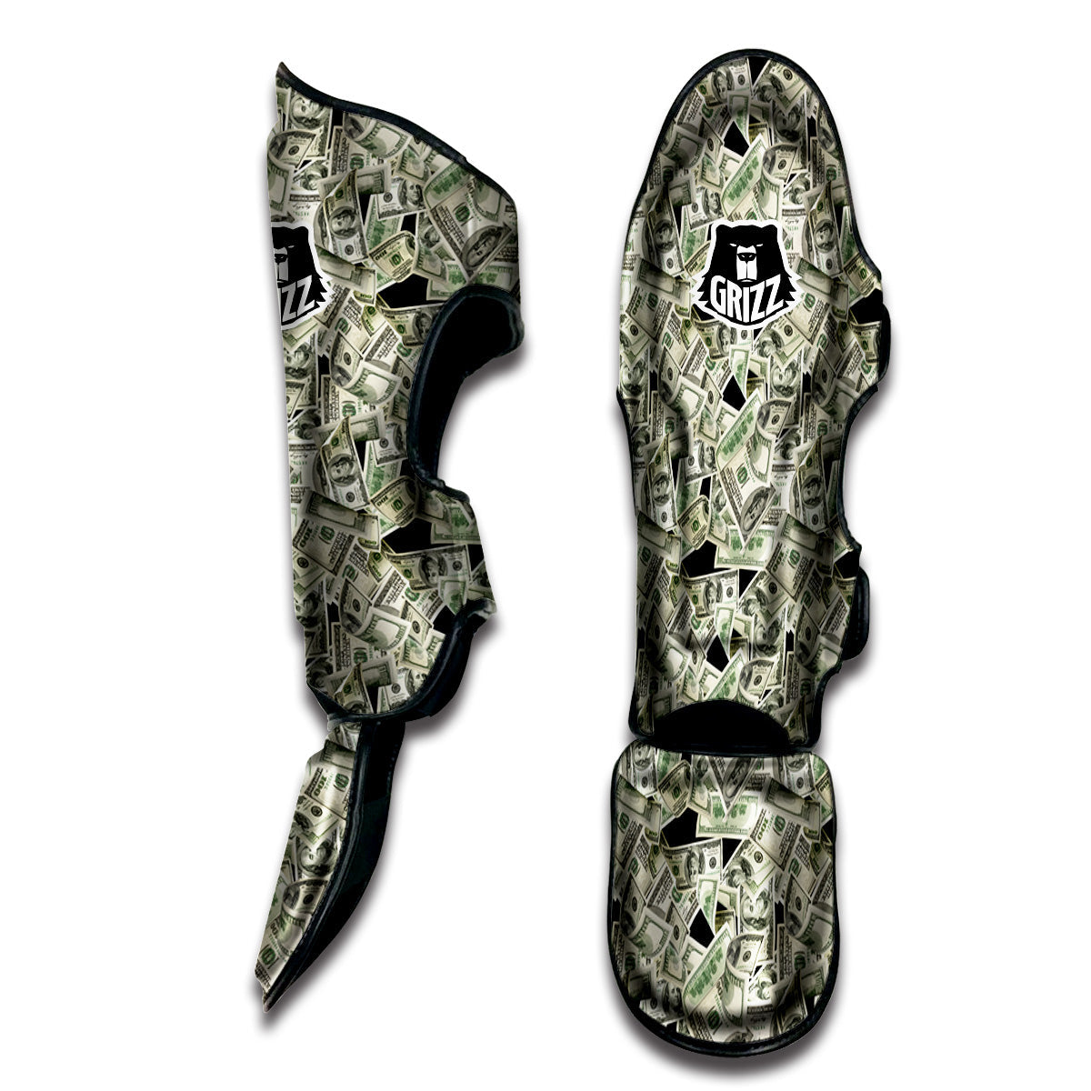 American Money US Dollars Print Pattern Muay Thai Shin Guards-grizzshop