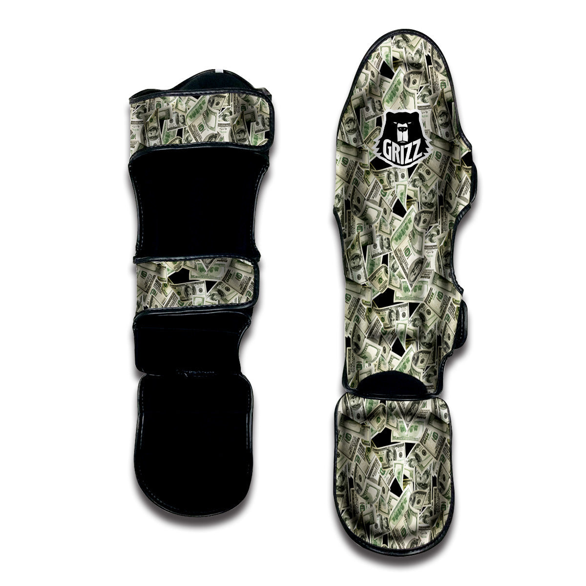 American Money US Dollars Print Pattern Muay Thai Shin Guards-grizzshop