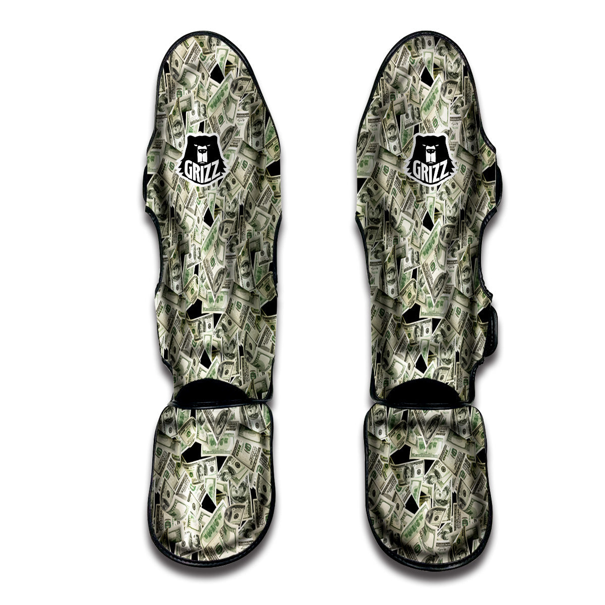 American Money US Dollars Print Pattern Muay Thai Shin Guards-grizzshop