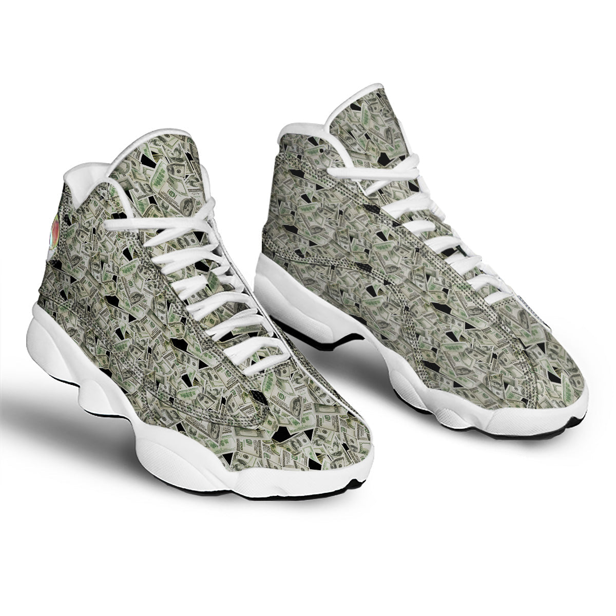American Money US Dollars Print Pattern White Basketball Shoes-grizzshop